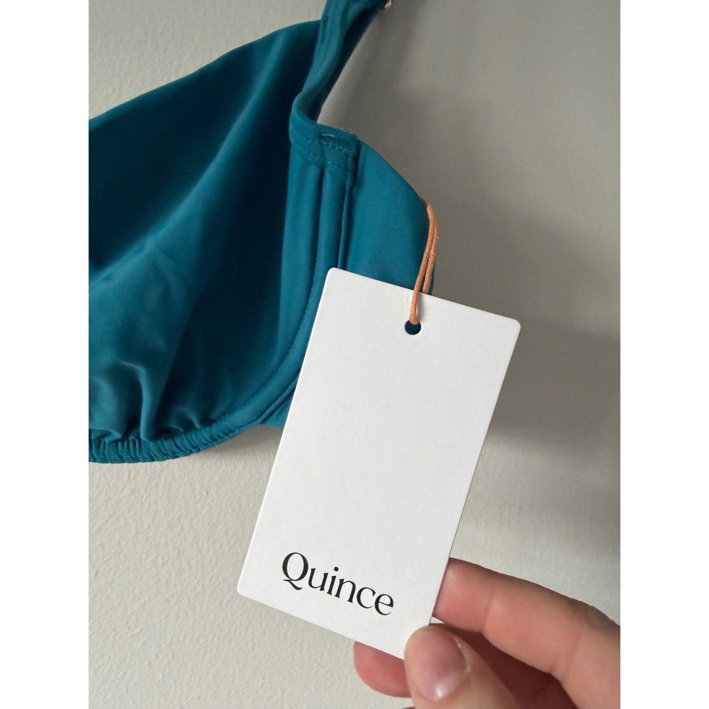 Quince Italian Demi Underwire Bikini Top Teal Blue XL NWT - Picture 4 of 8